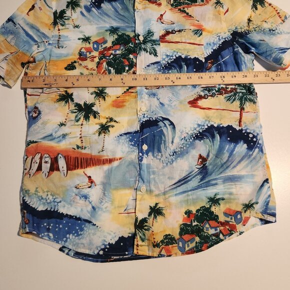 American‎ Eagle Outfitters Hawaiian Shirt Serously Soft Surfers Waves Medium - Picture 9 of 9